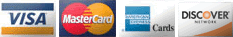 We accept Visa, Mastercard, American Express, and Discover